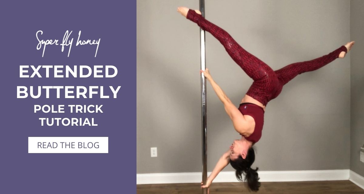 Pole dance trick extended butterfly