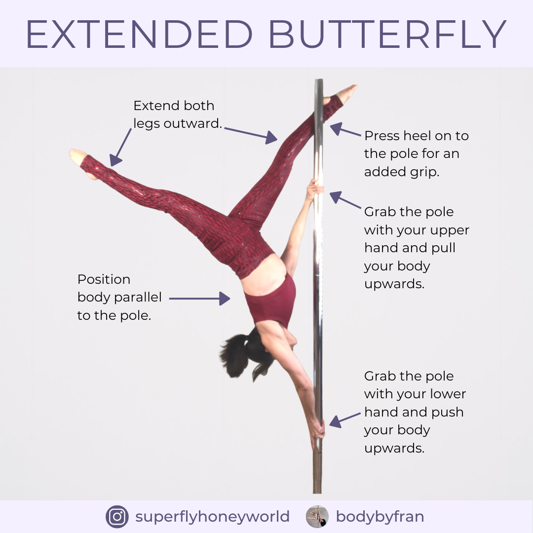 Pole dance trick extended butterfly