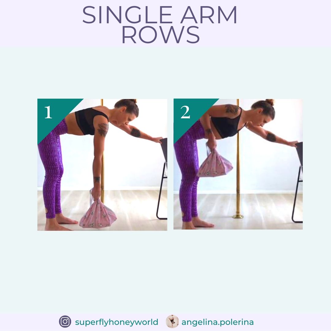 Pole Fitness Exercise: Single Arm Rows