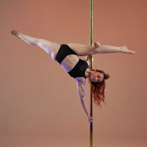 pole dancer in classic top in black