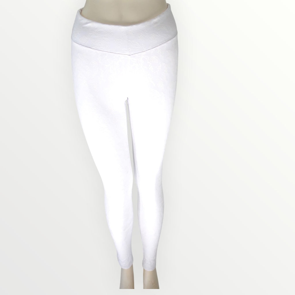 Crest Ankle Leggings - Cloud Dancer - Shadow Bloom