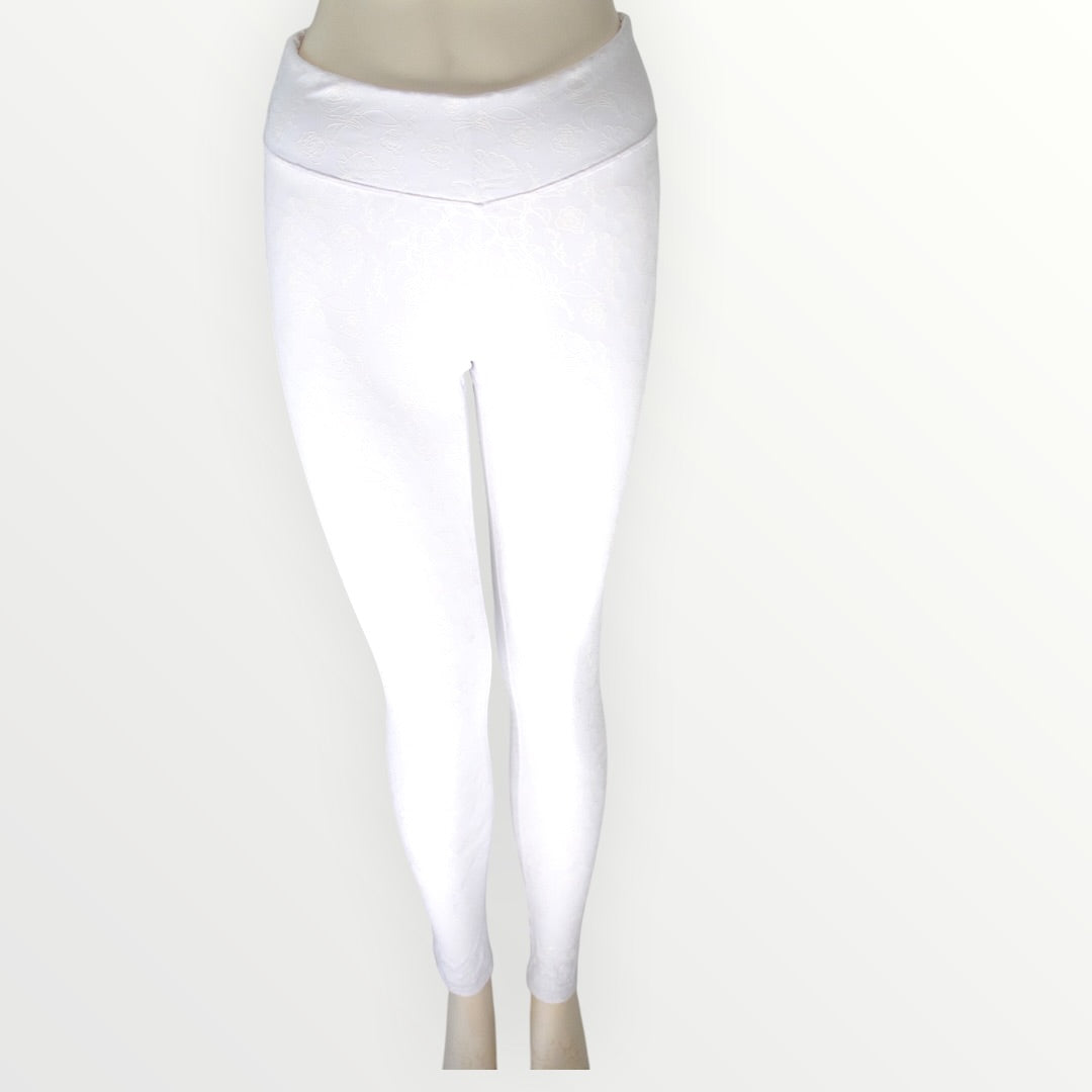 Crest Ankle Leggings - Cloud Dancer - Shadow Bloom