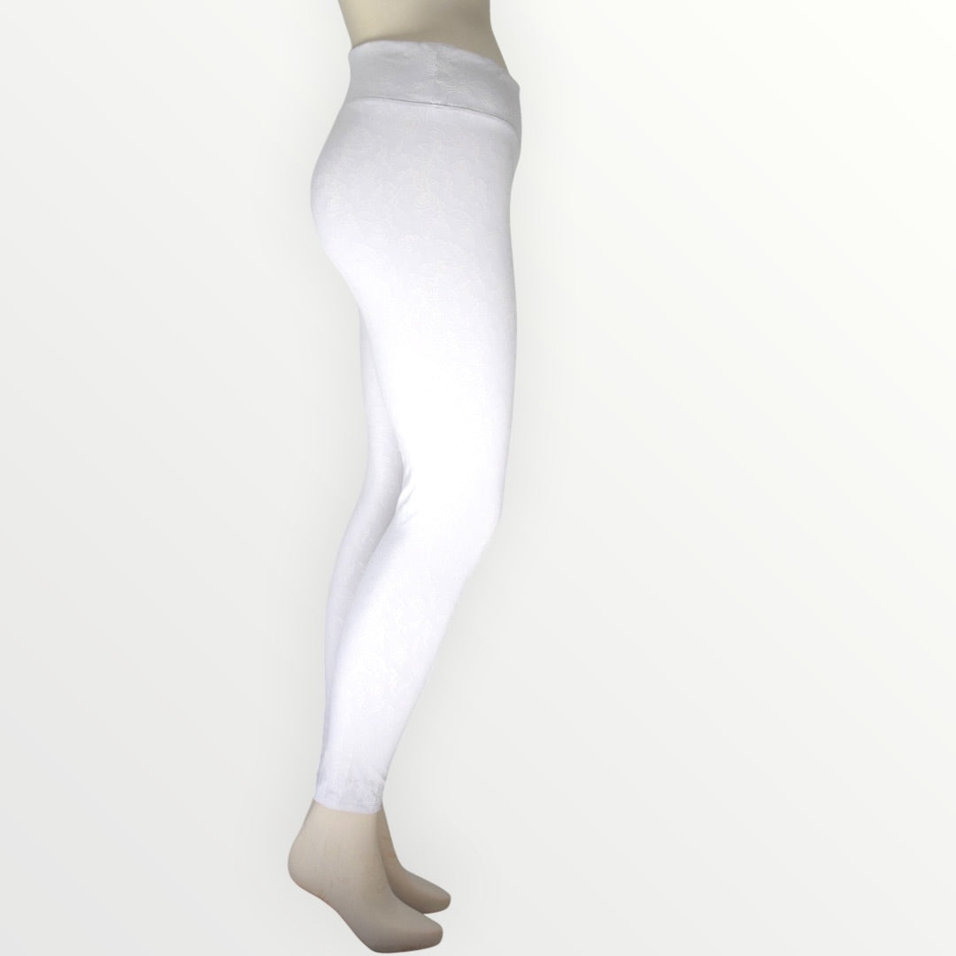 Crest Ankle Leggings - Cloud Dancer - Shadow Bloom