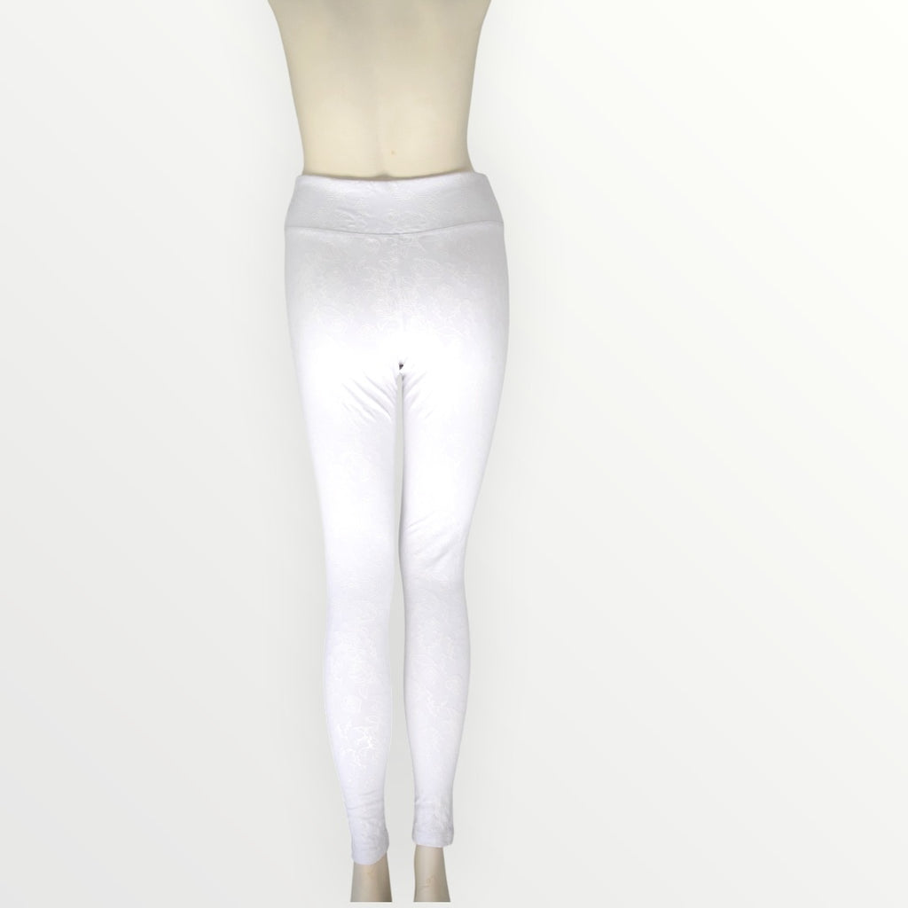 Crest Ankle Leggings - Cloud Dancer - Shadow Bloom