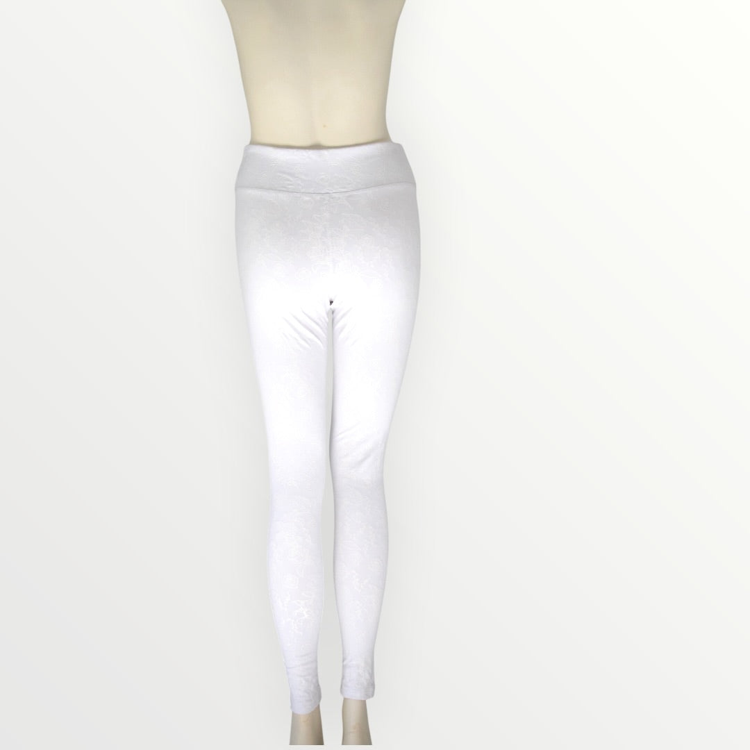 Crest Ankle Leggings - Cloud Dancer - Shadow Bloom