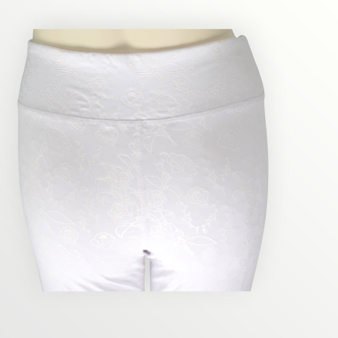 Crest Ankle Leggings - Cloud Dancer - Shadow Bloom