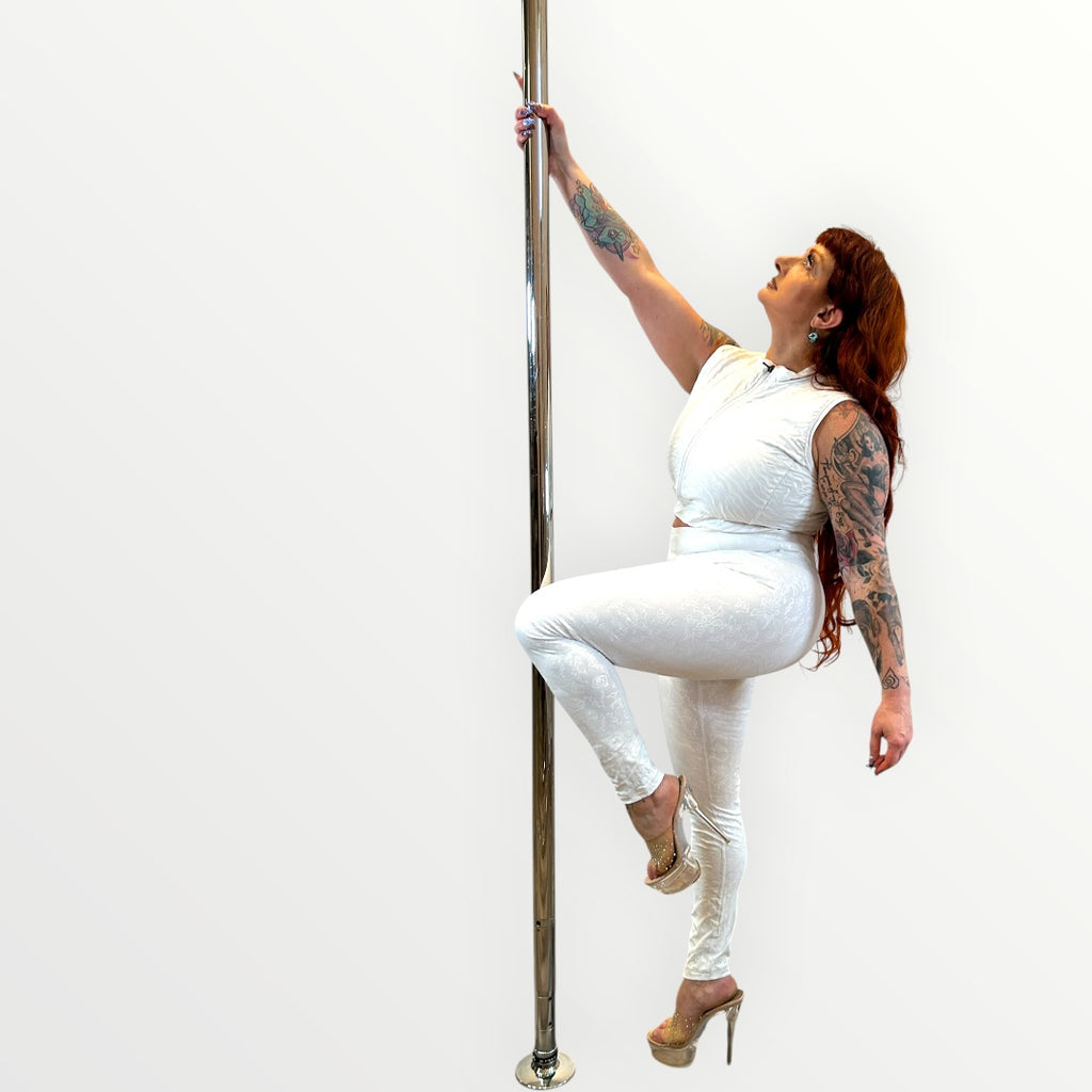 Crest Ankle Leggings - Cloud Dancer - Shadow Bloom