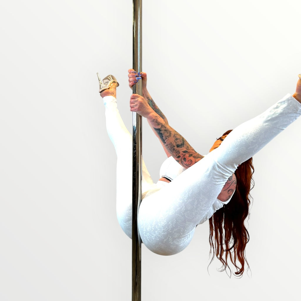 Crest Ankle Leggings - Cloud Dancer - Shadow Bloom