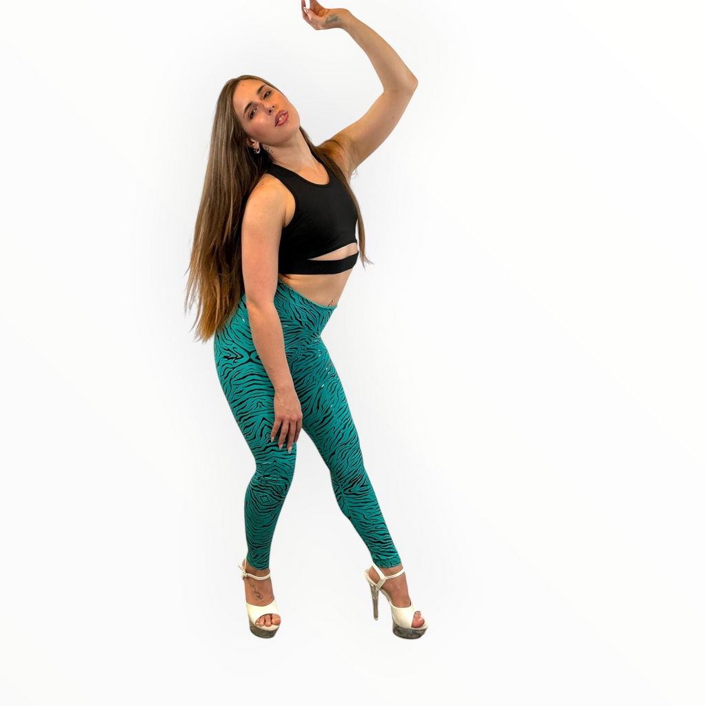 Crest Ankle grip leggings in Alexandrite Liquid Zebra