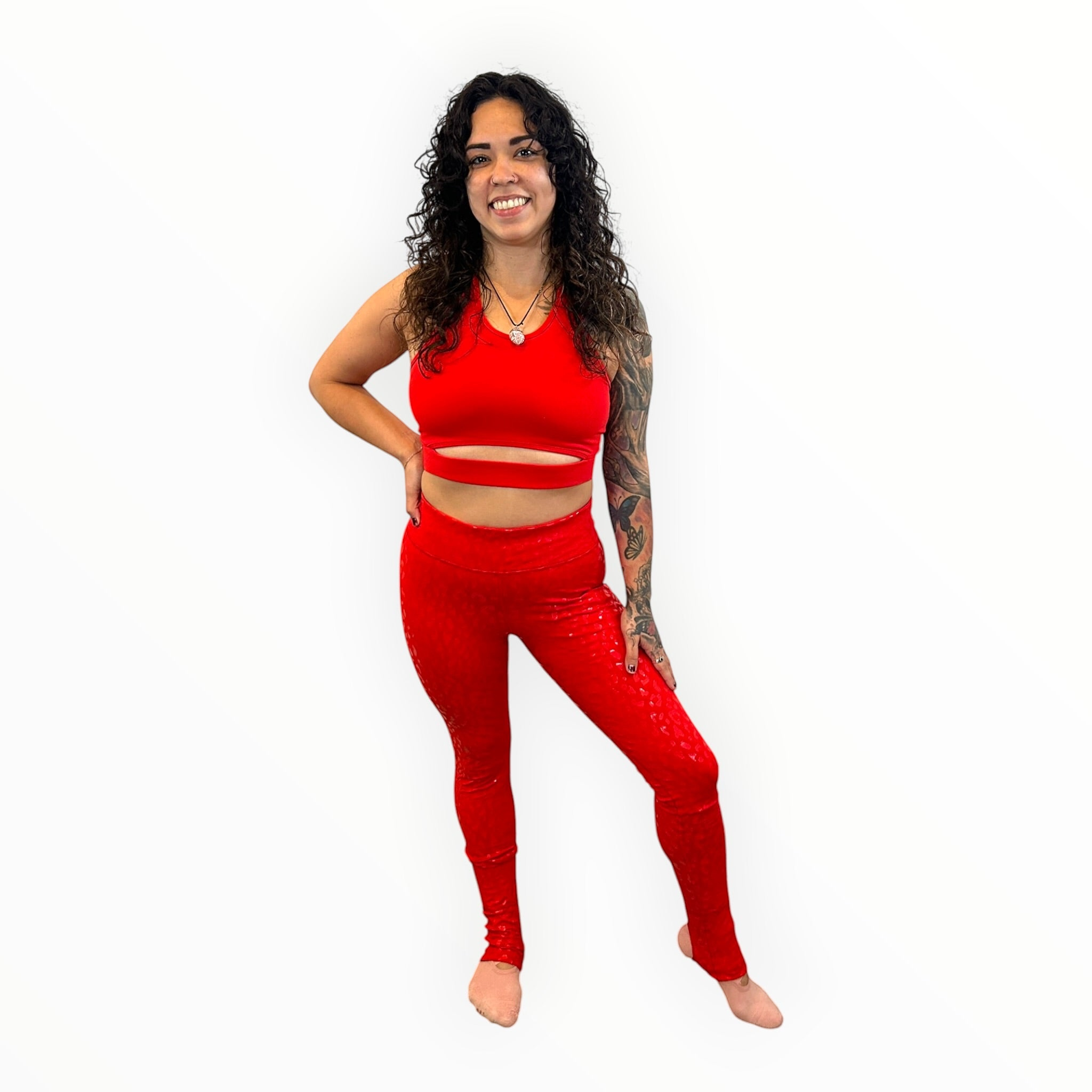 Canopy Anchor grip pole leggings with stirrup in Lava Flow leopard print