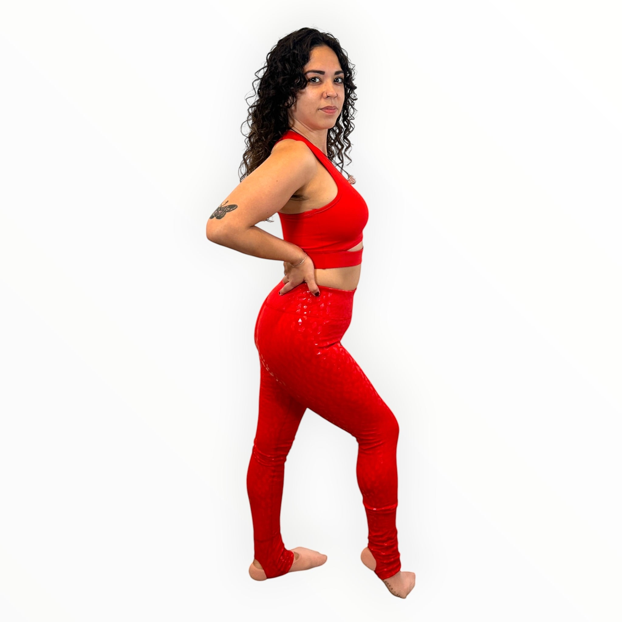 Canopy Anchor grip pole leggings with stirrup in Lava Flow leopard print