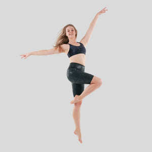pole dancer in Sticky Fishnet Biker Shorts in Black