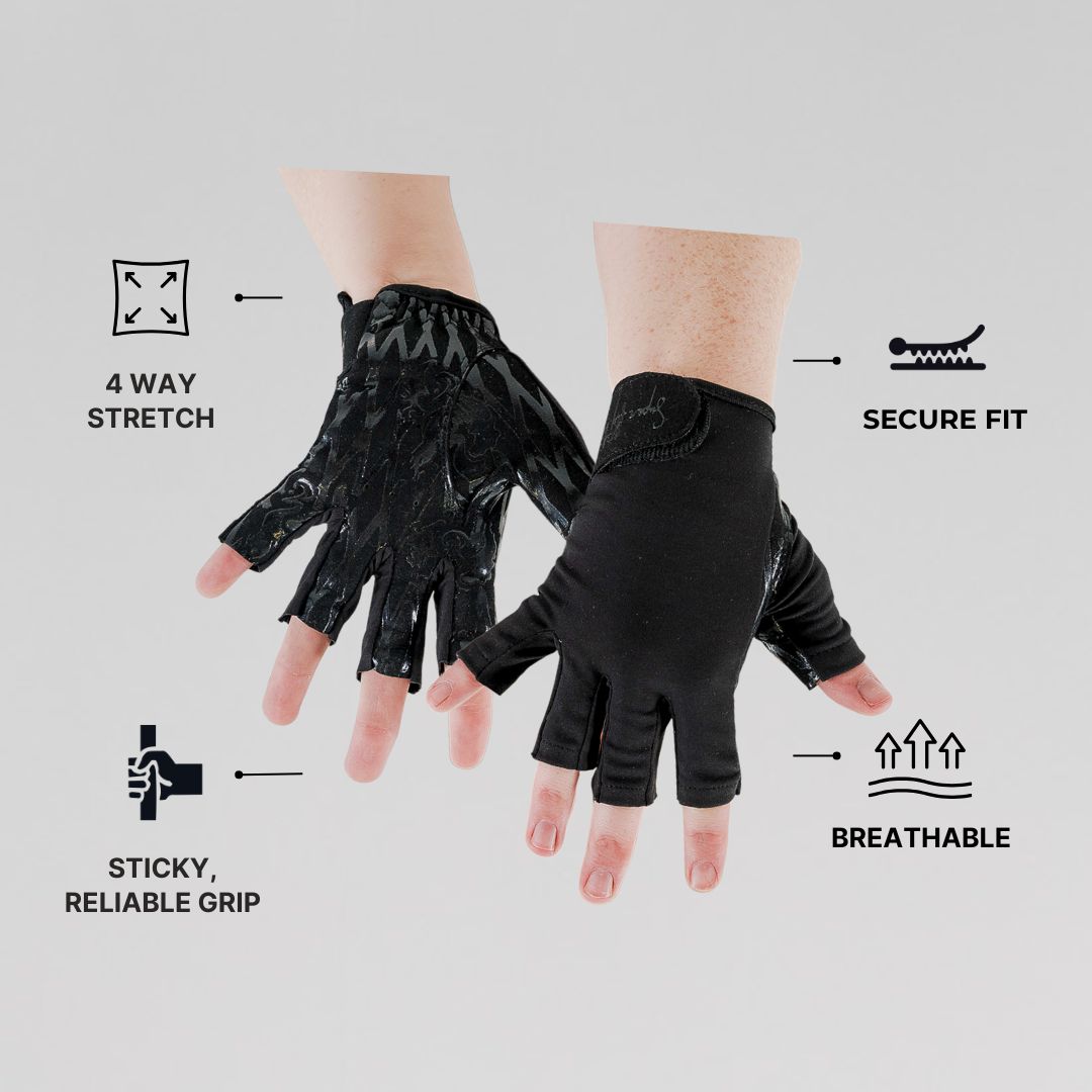 sticky pole wear flex gloves in fishnet infographics