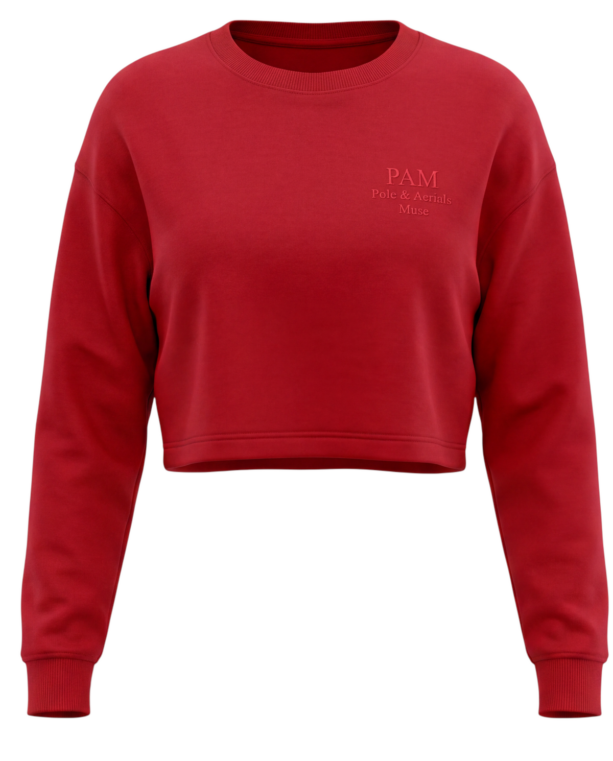 Muse sweatshirt in Lava Flow red for pole warm ups and recovery