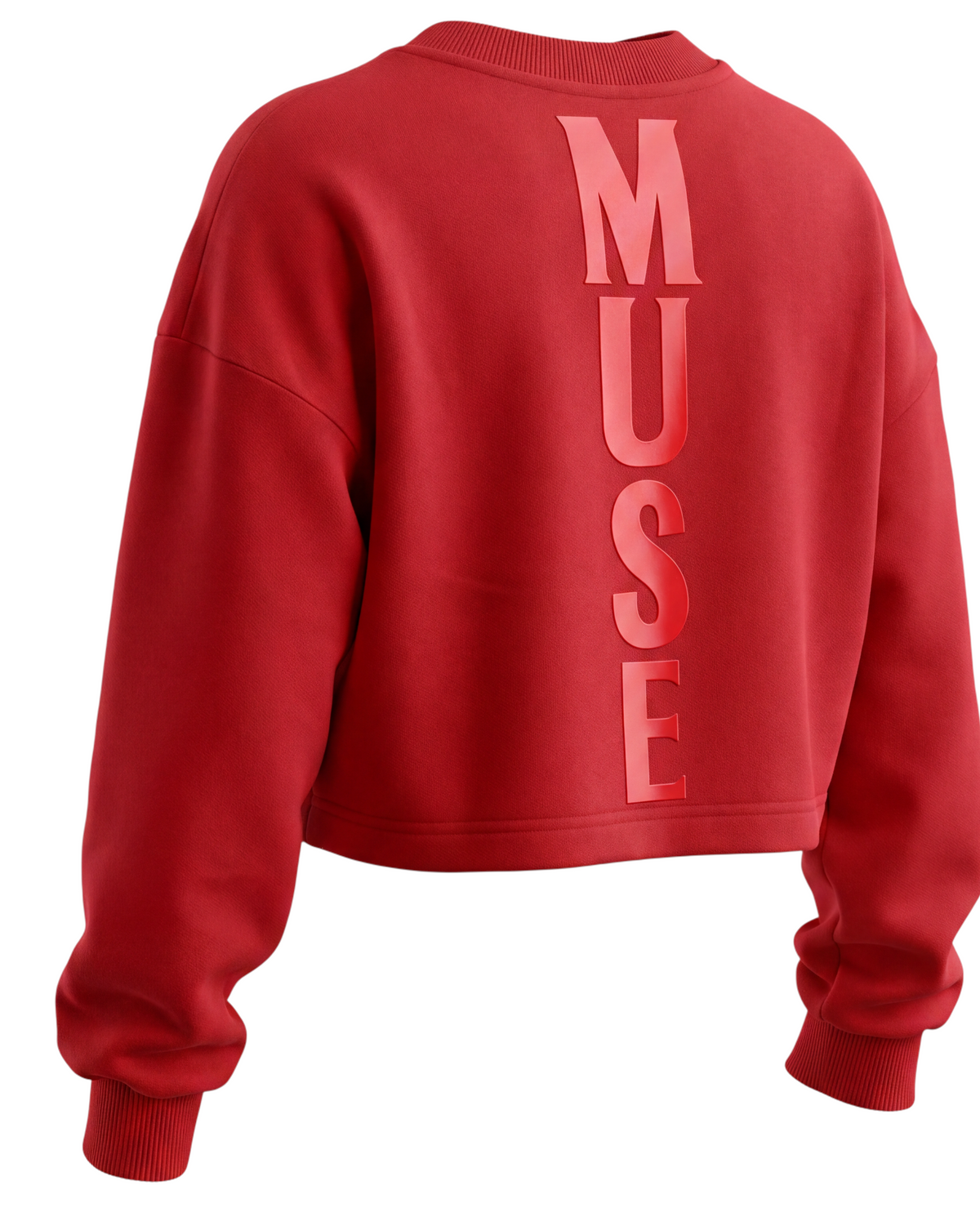 Muse sweatshirt in Lava Flow red for pole warm ups and recovery