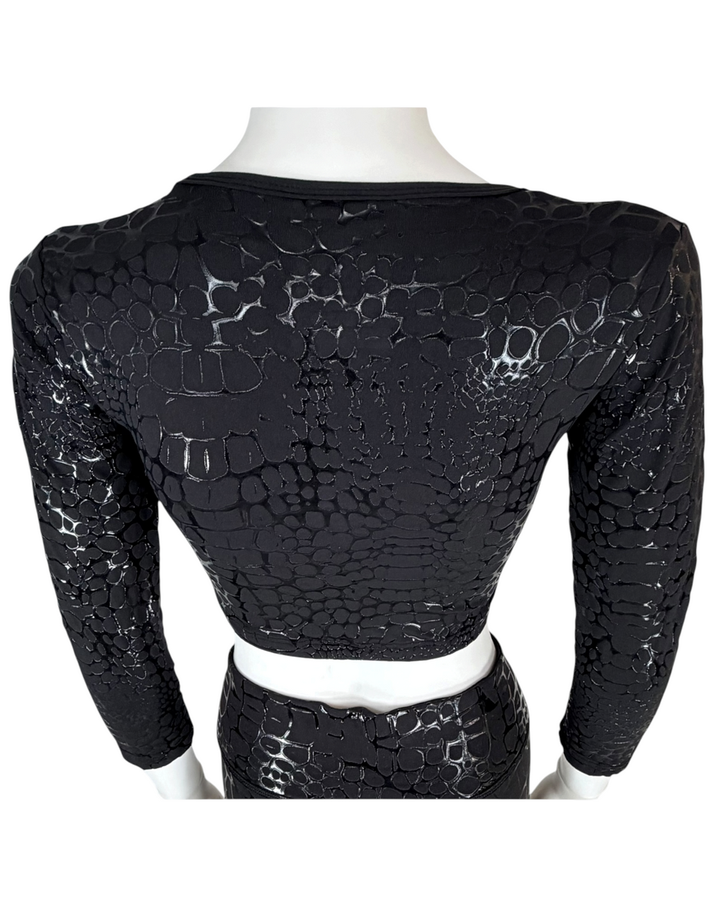 Black crocodile print pole top that stays put through spins