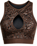 Super Fly Honey Eclipse leopard print grip sports bra for pole dance