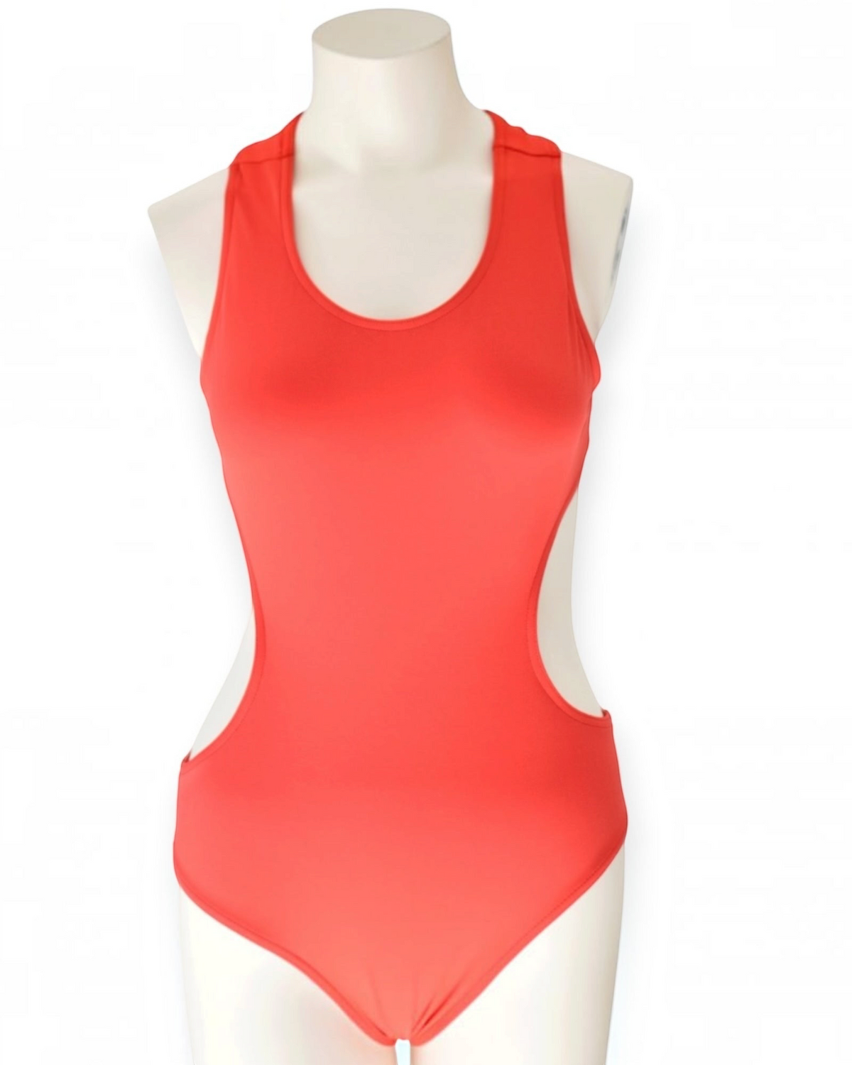 Super Fly Honey Siren Bodysuit in red, non grip dance bodysuit with V cut front