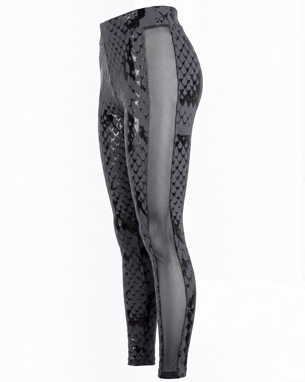 Charcoal snakeskin sticky leggings, ankle length with no stirrup