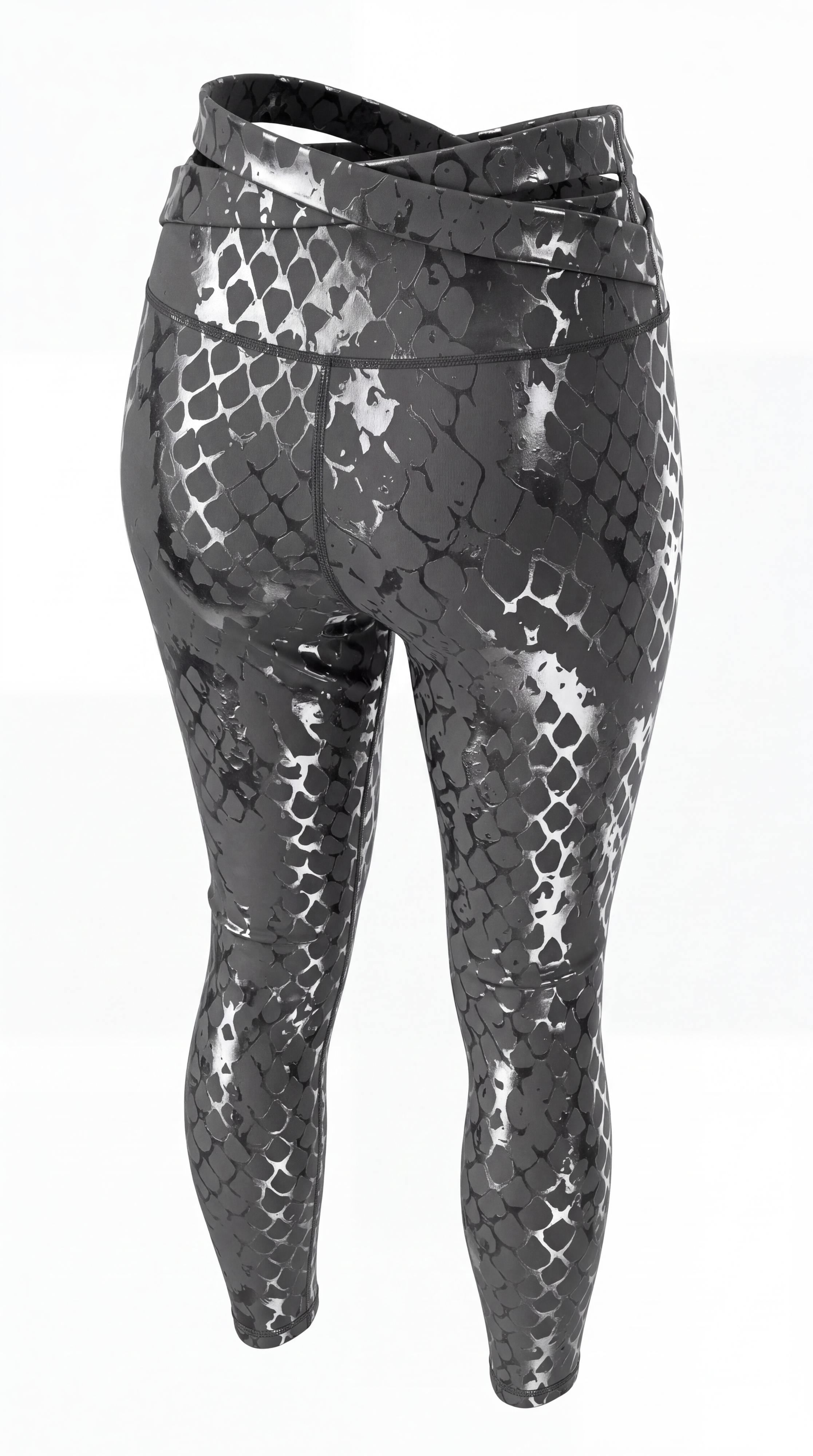 Predator Anchor grip pole leggings with stirrup in Obsidian snakeskin print
