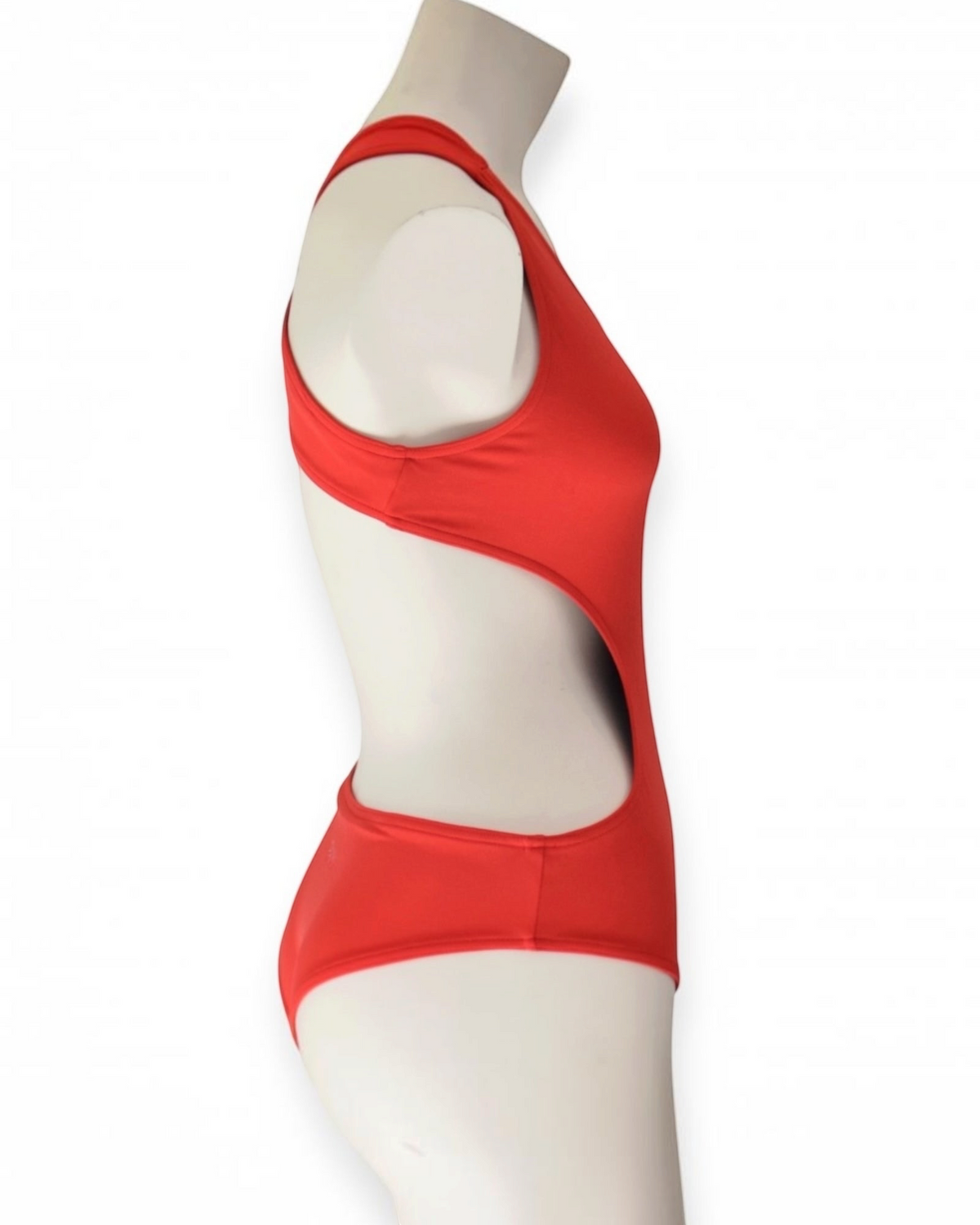Red dance bodysuit for pole floorwork, built to slide not stick
