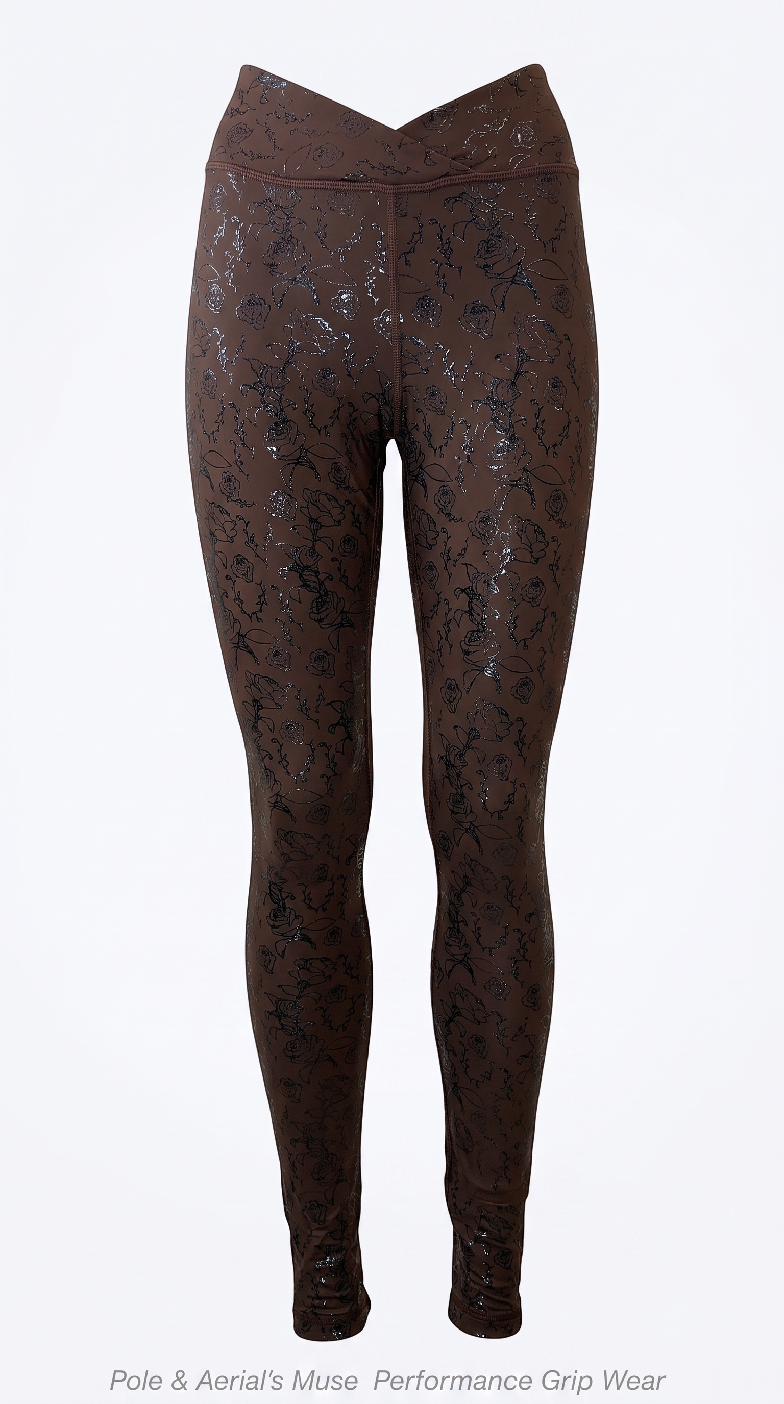 Siren grip pole leggings in Coffee Bean shadow bloom floral print