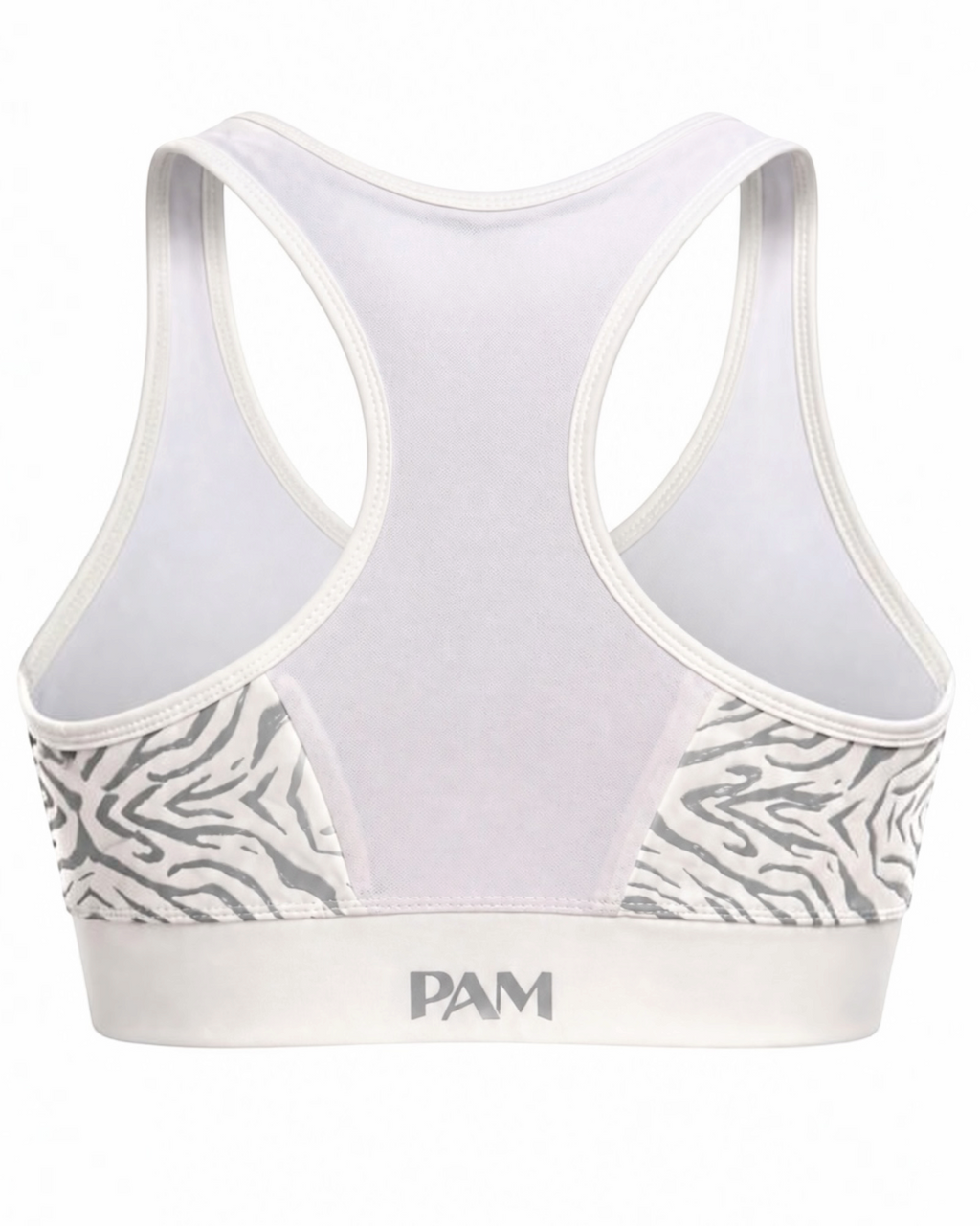 Zebra print pole sports bra with silicone grip at band and sides