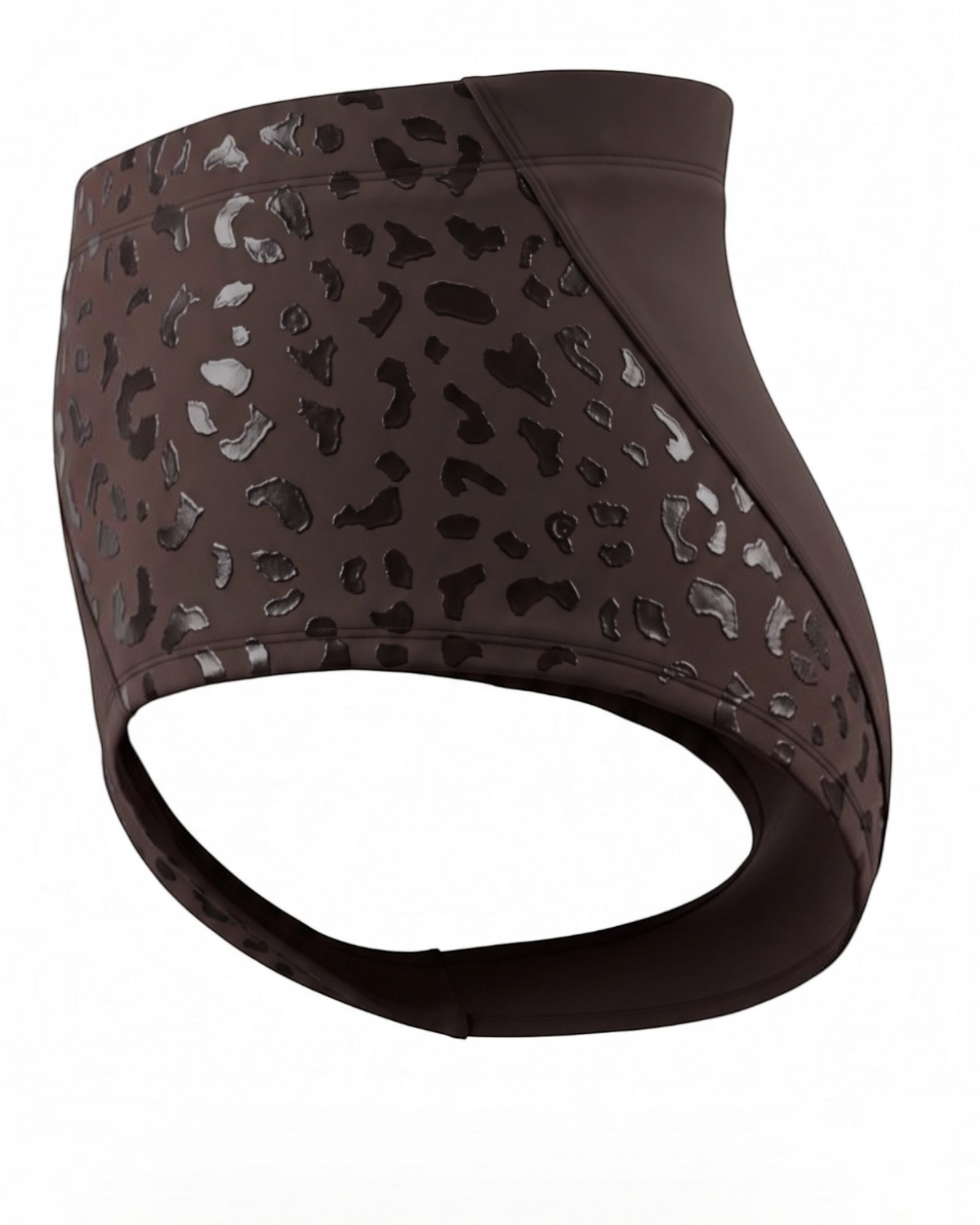 High rise brown leopard pole shorts with full seat coverage
