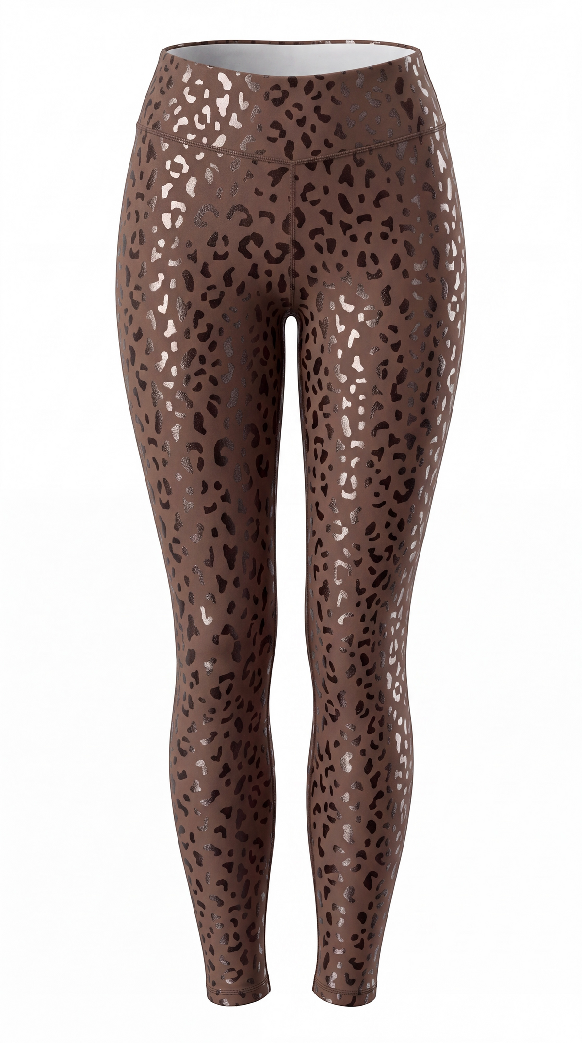 Crest Ankle grip pole leggings, no stirrup, in Coffee Bean leopard print