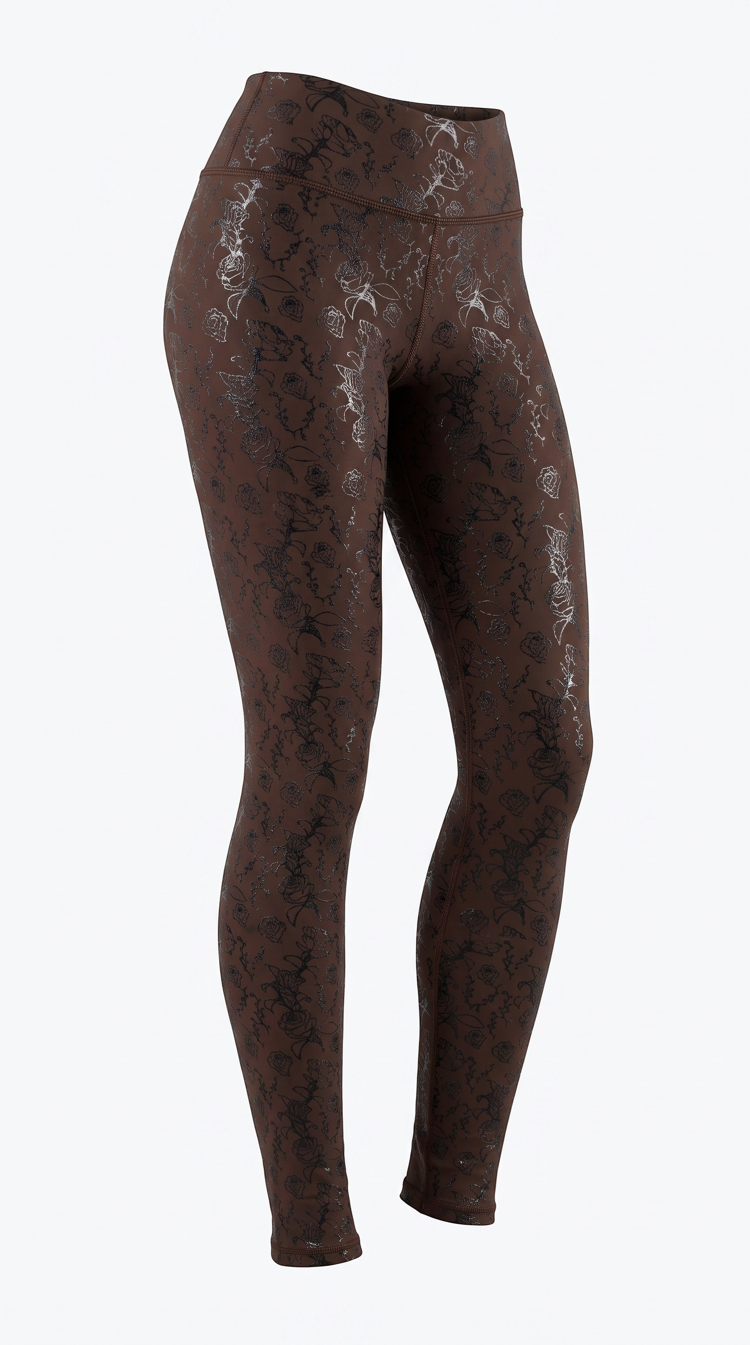 Siren grip pole leggings in Coffee Bean shadow bloom floral print