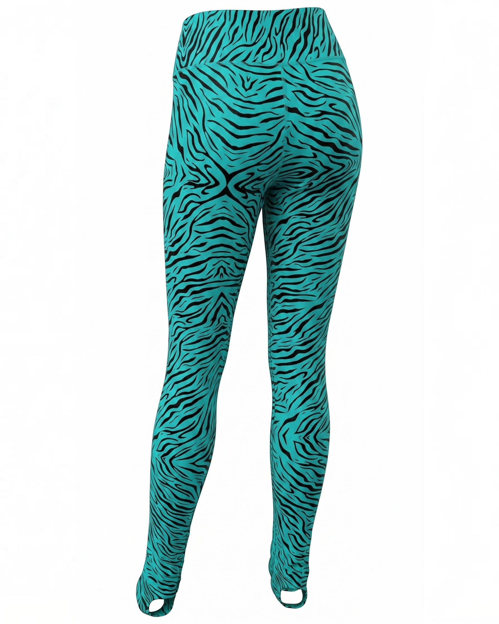 Zebra print sticky leggings with true V waistband, no stirrup