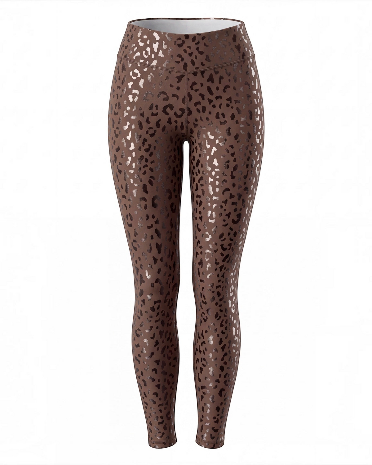 Super Fly Honey Crest Ankle leopard print grip leggings in Coffee Bean brown