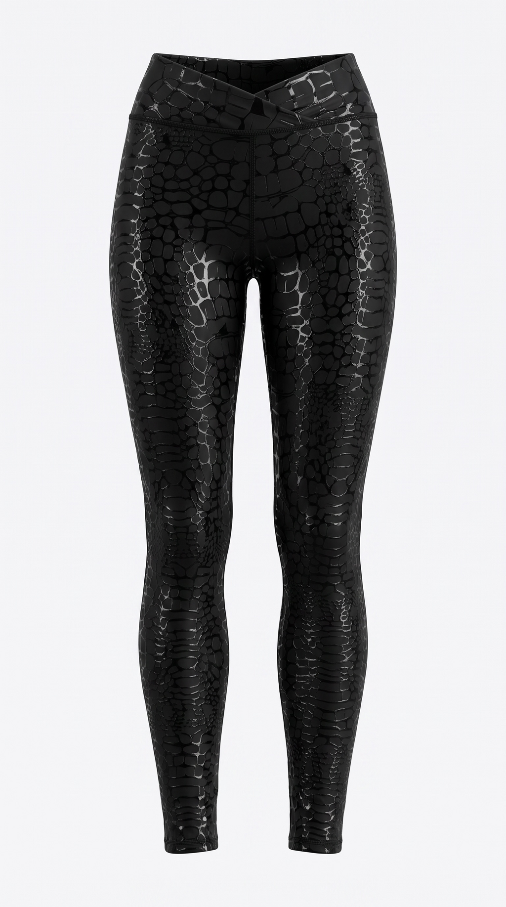 Pulse Ankle grip pole leggings, no stirrup, in black crocodile print