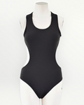 Super Fly Honey Siren Bodysuit in black, non grip dance bodysuit with V cut front