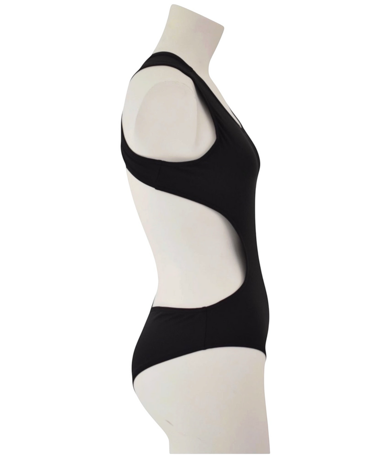 V front black performance bodysuit with full seat coverage