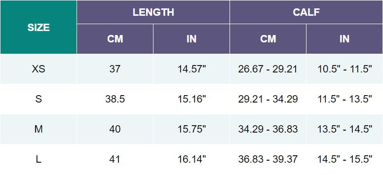 sfh sticky knee high socks size chart