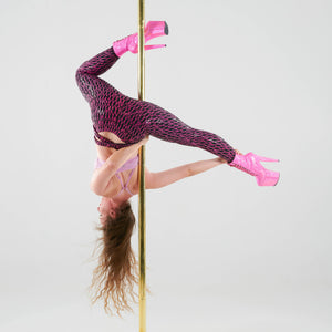 pole dancer in sfh sticky fishnet leggings in black pink
