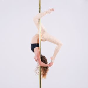 pole dancer in sticky fishnet leggings in ivory