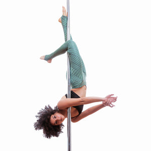pole dancer in sticky geometric leggings in sage green