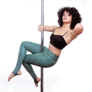 pole dancer in sticky geometric leggings in sage green