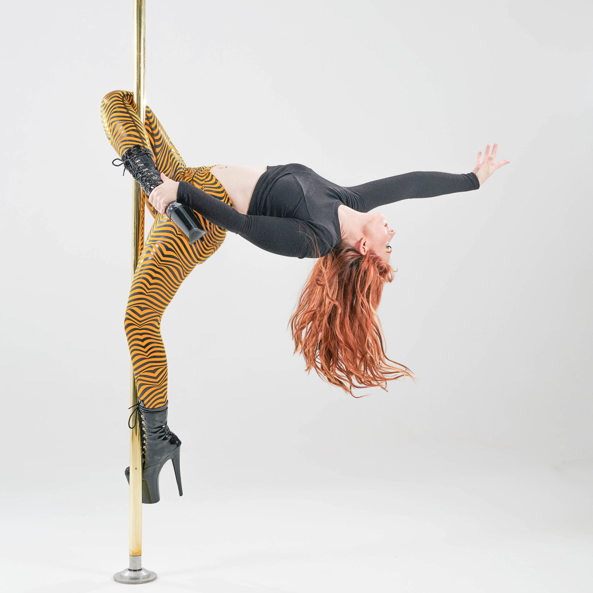 pole dancer in sticky hypnotic in mustard