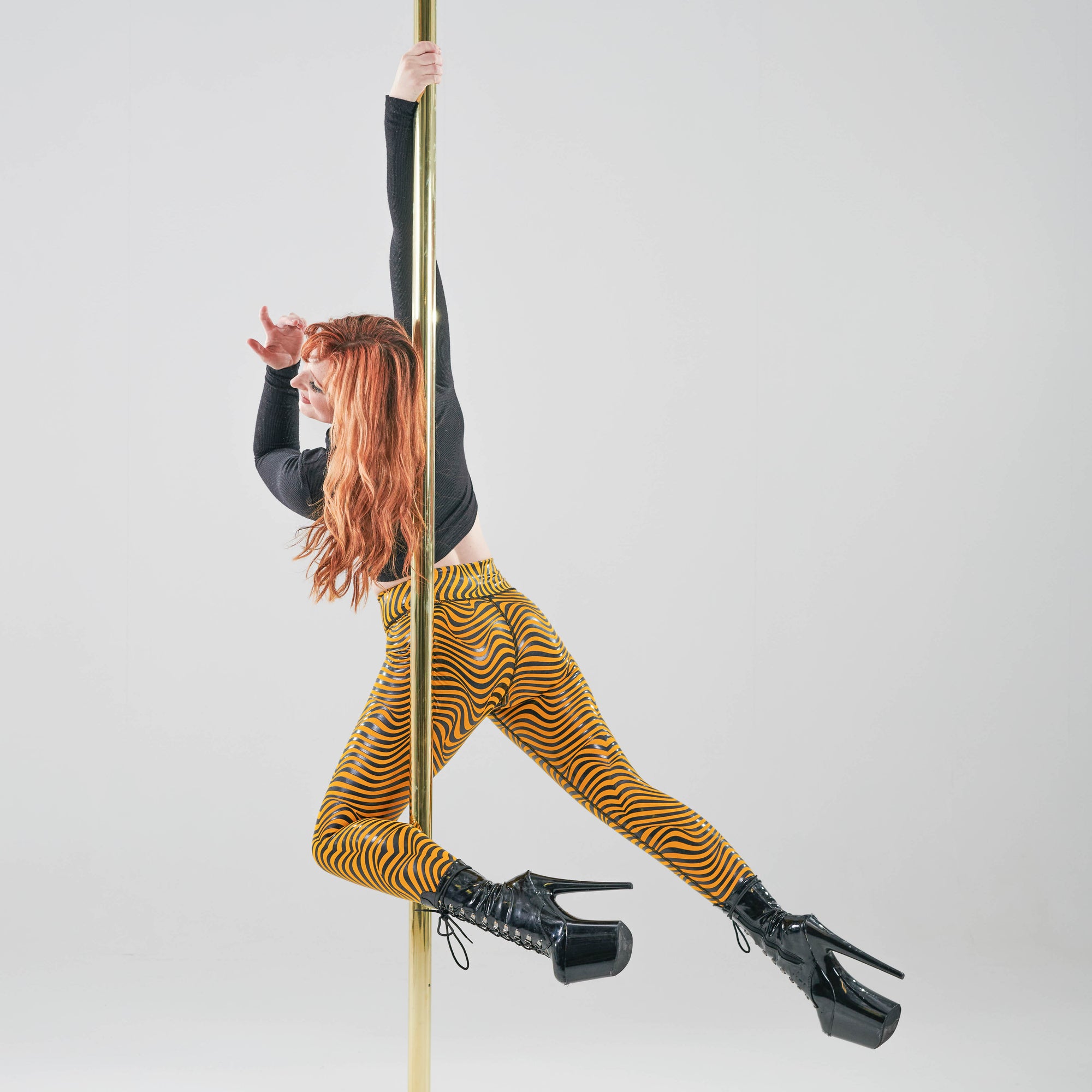 pole dancer in sticky hypnotic in mustard